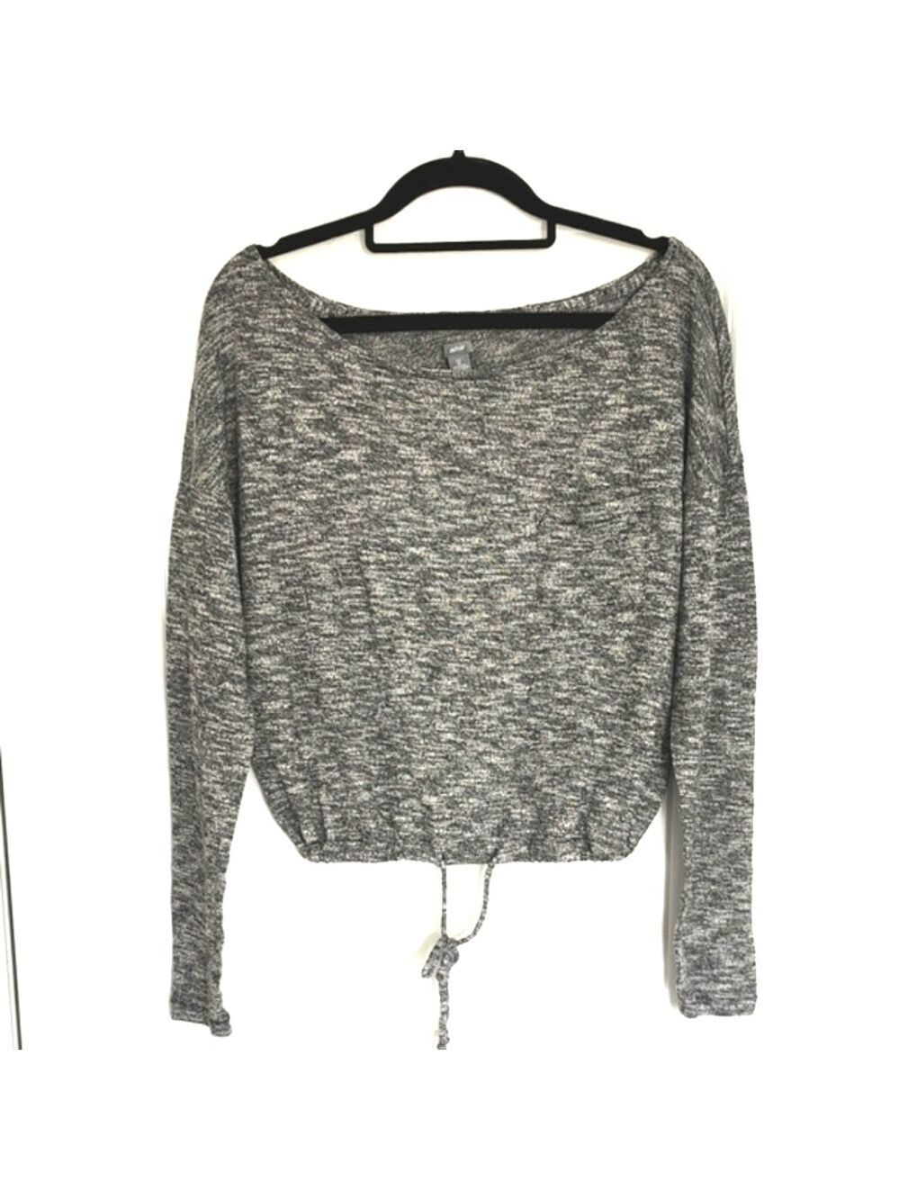 AERIE Women's Heather Gray Long Sleeve Cropped Top Size Small
